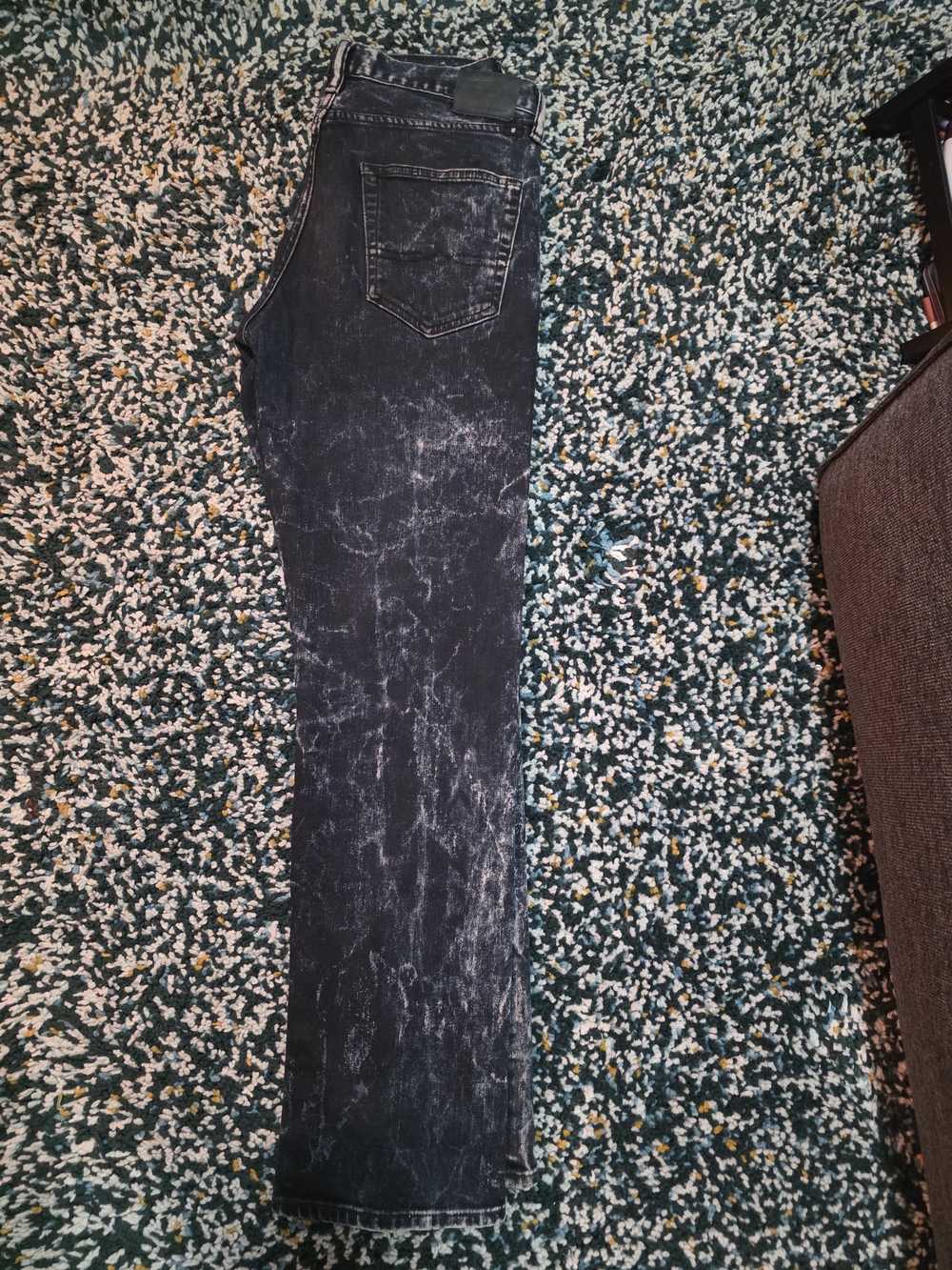 Womans Lucky Brand Black Acid-Wash Straight Leg Jeans